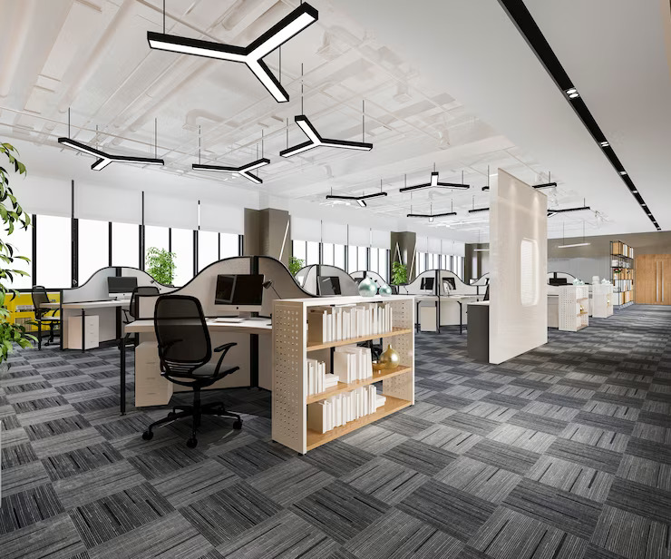 Corporate office lighting space elegance interior design